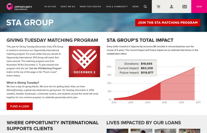 STA Group landing page on the OI website